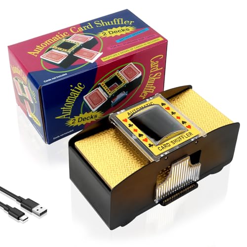 MXTIMWAN 1-2 Deck Automatischer Kartenmischer, USB/Batteriebetriebener Elektrischer Mischpult, Kartenmischer Elektrisch für Karten für UNO, Poker, Texas Hold'em, Canasta, Blackjack von MXTIMWAN