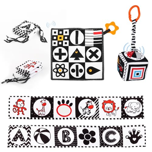 MXTIMWAN Black & White Stoff-Buch, Kontrastbuch Baby Schwarz Weiß Spielzeug, Baby Sensorik Kontrast Spielzeug für Babys Kleinkinder ab 0+ Monaten Frühe Montessori Spielzeug MXTIMWAN Black & White Stoff-Buch, Kontrastbuch Baby Schwarz Weiß Spielzeug, Baby Sensorik Kontrast Spielzeug für Babys Kleinkinder ab 0+ Monaten Frühe Montessori Spielzeug von MXTIMWAN