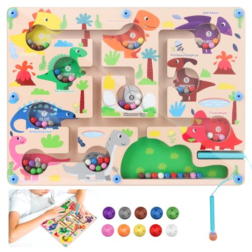 MXTIMWAN Magnetspiel Labyrinth Spielzeug, Zahlen Farben Lernen Sortierspiel, Holz, Montessori Spielzeug für ab 2 3 4 5 Jahre Mädchen und Jungen von MXTIMWAN