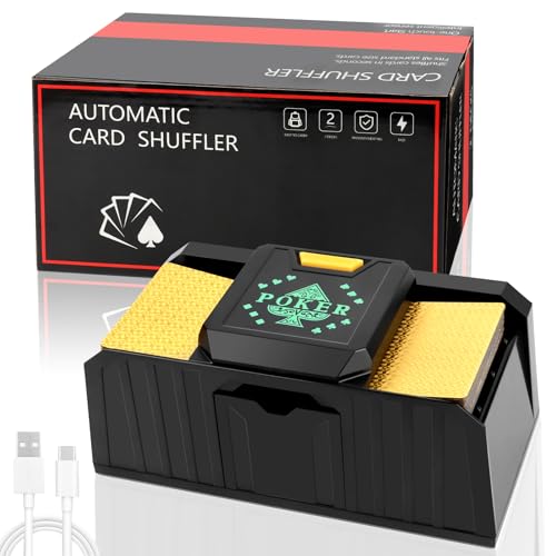 MXTIMWAN Wiederaufladbarer Kartenmischer, Spielkarten Shuffler für 2 Decks, Elektrischer Kartenmischer für Blackjack, Skip BO, Phase 10, UNO, Texas Hold'em, Poker, Omaha, Baccarat von MXTIMWAN
