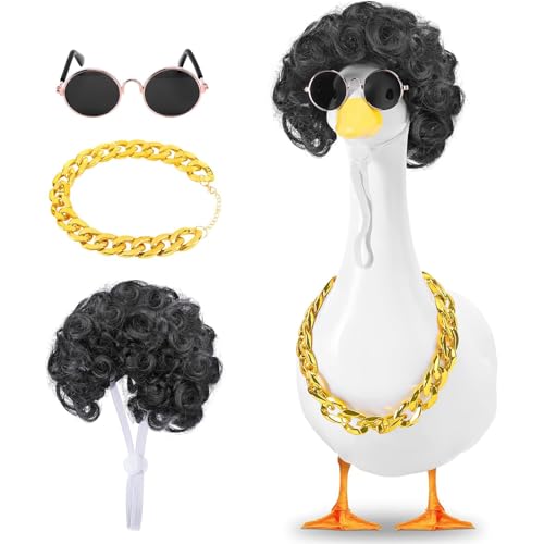 MXVPY Trendiges Veranda-Gans-Kostüm, 3-teilig, Perücken, Halskette und Sonnenbrille, niedlich, lustig, Rasengans, Garten, Hof, Dekoration für Halloween, Weihnachten, Urlaub MXVPY Trendiges Veranda-Gans-Kostüm, 3-teilig, Perücken, Halskette und Sonnenbrille, niedlich, lustig, Rasengans, Garten, Hof, Dekoration für Halloween, Weihnachten, Urlaub von MXVPY