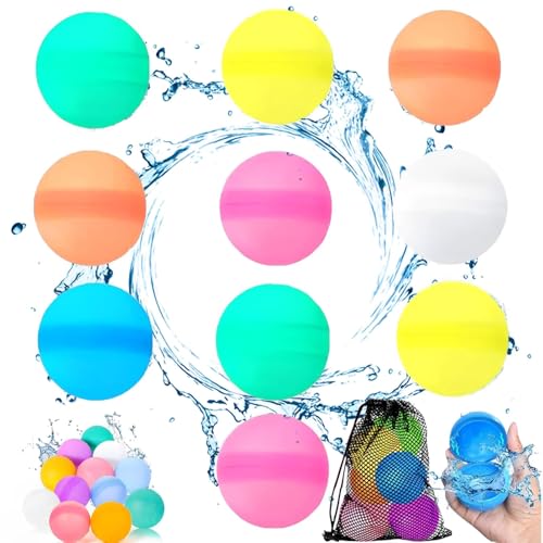 10 Stück Wiederverwendbare Wasserbomben, Silikon Wasserbomben Wiederverwendbar, Wasserbomben Für Strände Und Einen Strand & Park Draußen SpielenWasserspielzeug Outdoor-Spielzeug Im Pool von MXYZQDE