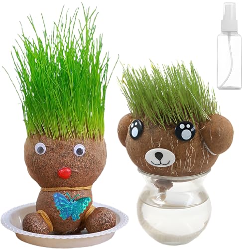 2 Stück Graskopf, Blumentopf Kopf Graskopf Haarwuchs Spielzeug Mit Tablett Mini Bonsai Gras Kopf Figure Puppen Für Geburtstag Urlaub Muttertag Freunde Liebhaber Familienmitglieder 2 Stück Graskopf, Blumentopf Kopf Graskopf Haarwuchs Spielzeug Mit Tablett Mini Bonsai Gras Kopf Figure Puppen Für Geburtstag Urlaub Muttertag Freunde Liebhaber Familienmitglieder von MXYZQDE