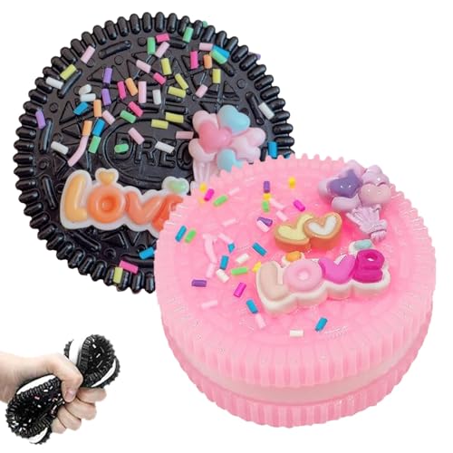 2 Stück Taba Squishy, Objet Anti Stress, Squishy Squeezie Cookie Intéressant Squeezie Jouet De Décompression Ultra-Douxles Quatre Couleurtaille (schwarz,pink) von MXYZQDE