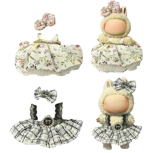 2 Stück Puppenkleid für Labubu, Kostüm Set für 17cm Süße Puppe DIY Projekte Puppenkleid, Puppenzubehör Anpassbare Outfits für Sammler, Perfekt für Viele Süße Puppen Zu Tragen von MXYZQDE