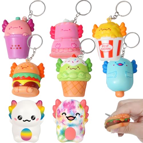 8 PCS Axolotl Spielzeug, Axolotl Squishy,Squeeze Toy,Axolotl Plüschtier,Cute and Weich Design,Kann als Besondere Bedeutung Geschenk an Freunde und Familie gegeben Werden von MXYZQDE