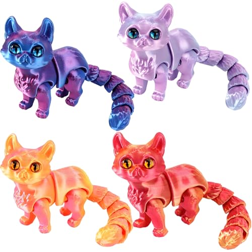 MXYZQDE 4Stück 12CM 3D Tiere, Katze Spielzeug Kinder, 3D Printed Cat, Verfügbar, Raffiniertes Design, Für Mehrere Altersgruppen Geeignet, Kann an Familie und Freunde Geschenkt Werden von MXYZQDE