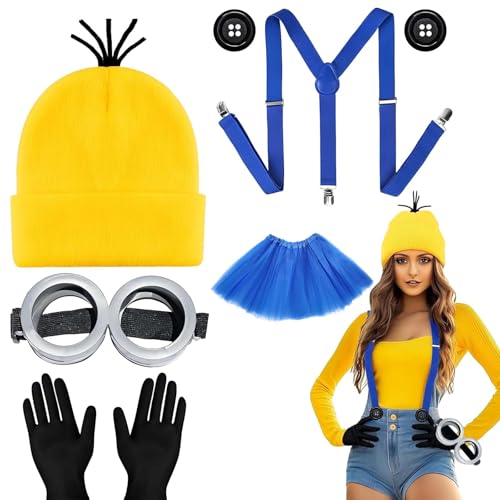 MXYZQDE 5 Stück Set kindheitshelden kostüm,Karneval-Kostüm Für Damen,Partner-Kostüm,Perfekt Für Halloween-Partys Und Rollenspiele, Treasure Blue Kleid von MXYZQDE