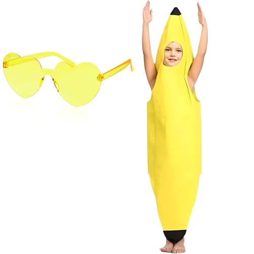 MXYZQDE Bananen Kostüm für Kinder, Teile Inklusive gelber Brille, lustiges Verkleidungskostüm für Karneval, Fasching und Halloween, bequemes Design für Jungen und Mädchen MXYZQDE Bananen Kostüm für Kinder, Teile Inklusive gelber Brille, lustiges Verkleidungskostüm für Karneval, Fasching und Halloween, bequemes Design für Jungen und Mädchen von MXYZQDE