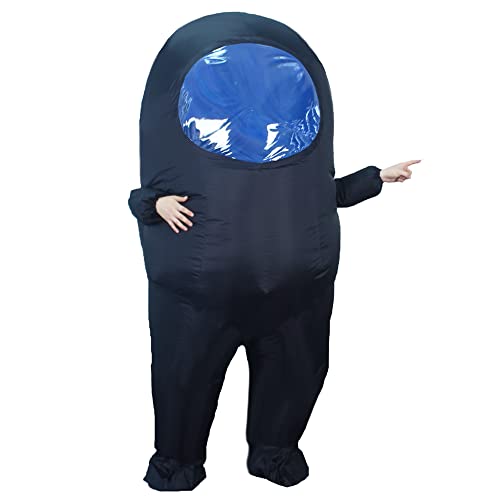 MXoSUM Amon Us Aufblasbares Kostüm für Erwachsene, lustiges Halloween-Raumanzug-Kostüm, Astronauten-Figuren für Erwachsene, Spiel-Fans (schwarz) von MXoSUM