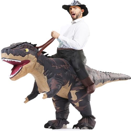 Aufblasbare Dinosaurier Kostüme für Erwachsene T-REX Ride on Halloween Kostüm Lustiges Dino Blow Up Kostüm (Schwarz) von MXoSUM