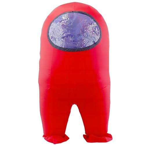 MXoSUM Amon Us Aufblasbares Kostüm für Erwachsene, lustiges Halloween-Raumanzug, Kostüm, Astronauten-Figuren für Erwachsene, Spiel-Fans (rot) von MXoSUM