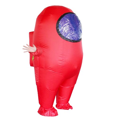 MXoSUM Amon Us Aufblasbares Kostüm für Erwachsene, lustiges Halloween-Raumanzug, Kostüm, Astronauten-Figuren für Erwachsene, Spiel-Fans (rot) von MXoSUM