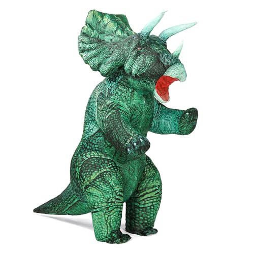 MXoSUM Aufblasbares Dinosaurier-Kostüm Blow Up Triceratops Kostüme für Erwachsene Fancy Dino Onesies Party Halloween Cosplay Kostüm von MXoSUM