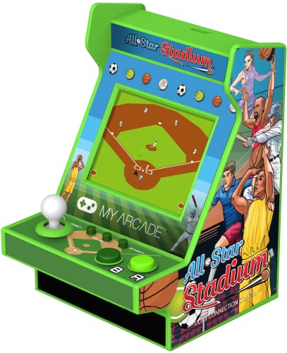 My Arcade All Star Stadion Nano Player, voll tragbar, Mini-Arcade-Maschine mit 207 Retro-Spielen, 6,1 cm Bildschirm, grün, klein von MY ARCADE