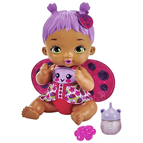 My Garden Baby HMX28 - Marienkäfer-Babypuppe mit Zubehör wie einer wiederverwendbaren Windel, Fläschchen und mehr, Kinderspielzeug, Puppen Spiezeug ab 4 Jahren von Mattel