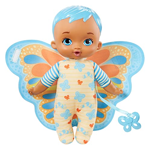 My Garden Baby HBH38 - Mein Schmuse Schmetterlings-Baby (23 cm), weicher Körper mit Plüschflügeln, blau, Babyspielzeug ab 18 Monaten von MY GARDEN BABY