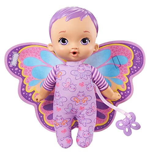 My Garden Baby HBH39 - Mein Schmuse Schmetterlings-Baby (23 cm), weicher Körper mit Plüschflügeln, lila, Babyspielzeug ab 18 Monaten von MY GARDEN BABY