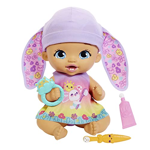 My Garden Baby Brush & Smile Little Bunny Baby Doll (12-in) with 3 Accessories and 2-in-1 Outfit, Pink Hat, Great Gift for Kids Ages 2Y+​ von Mattel