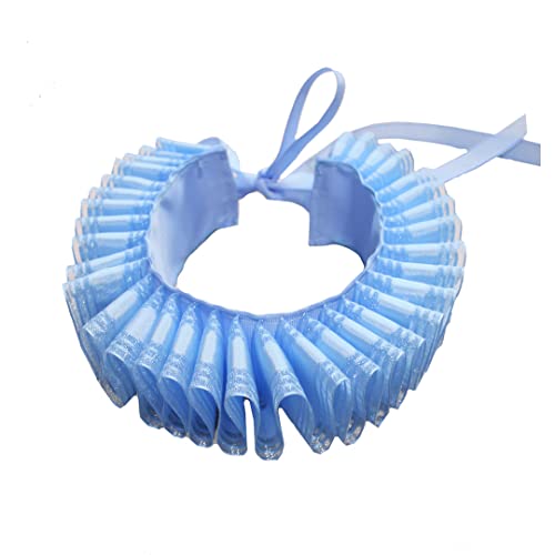 MYAYD Blaues Garn, künstliches Halsband, Renaissance, elisabethanisch, mittelalterlich, viktorianisch, Rüschenhalsband Requisiten von MYAYD
