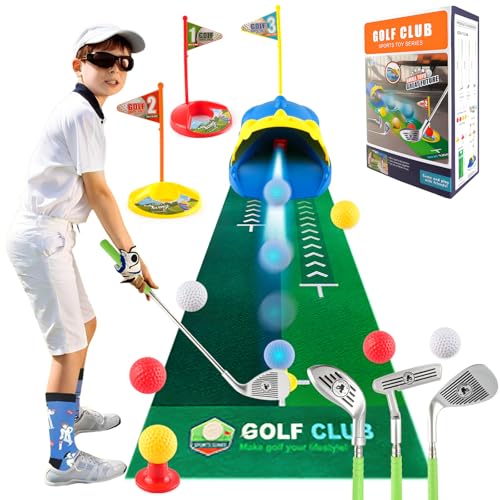Golf Spielzeug Set für Kinder, Minigolf mit 1 Dinosaurier Automatic Golf Returner, 3 Skalierbarer Golfschläger, 6 Bällen und Putting Matte, Indoor und Outdoor Sportspielzeug, Geschenk für Kinder Golf Spielzeug Set für Kinder, Minigolf mit 1 Dinosaurier Automatic Golf Returner, 3 Skalierbarer Golfschläger, 6 Bällen und Putting Matte, Indoor und Outdoor Sportspielzeug, Geschenk für Kinder von MYDOVA