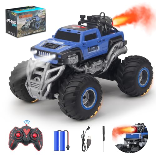 MYDOVA Ferngesteuertes Auto, 1:16 Monster Truck, RC Offroad mit Sprühnebel-Musik-Leuchten, 15-20KM/H 2.4GHz, Auto Spielzeug Geschenk für Kinder ab 3 4 5 6 8 10 Jahre von MYDOVA