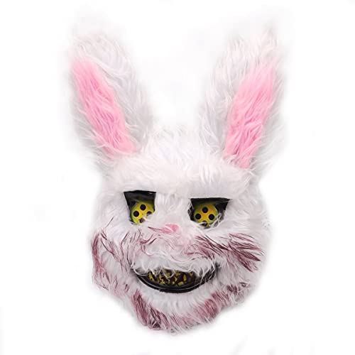 MYDVDHDV Bunny Cosplay Maske Bloody Bunny Halloween Horror Plüsch Cosplay Maske Horror Kopfbedeckung für Halloween Karneval Kostüm Party Requisiten von MYDVDHDV