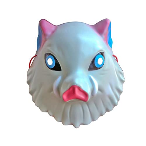 MYDVDHDV Demon Slayer Hashibira Inosuke Maske Horror Kopfbedeckung für Halloween Karneval Kostüm Party Requisiten von MYDVDHDV