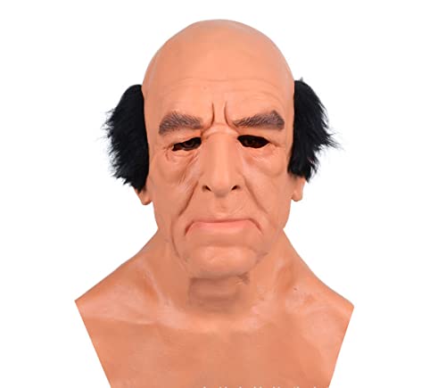 MYDVDHDV Halloween Grandpa Wig Old Man Cosplay Mask Headwear Bald Old Man Head Scary Cosplay Mask Horror Headwear for Halloween Carnival Costume Party Props von MYDVDHDV