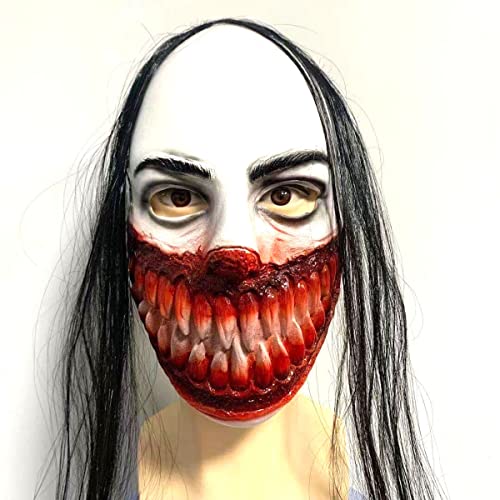 MYDVDHDV-Hworks Bloody Mouse Mask Ghost Face Headwear with Hair Cosplay Costume Props for Halloween Party von MYDVDHDV