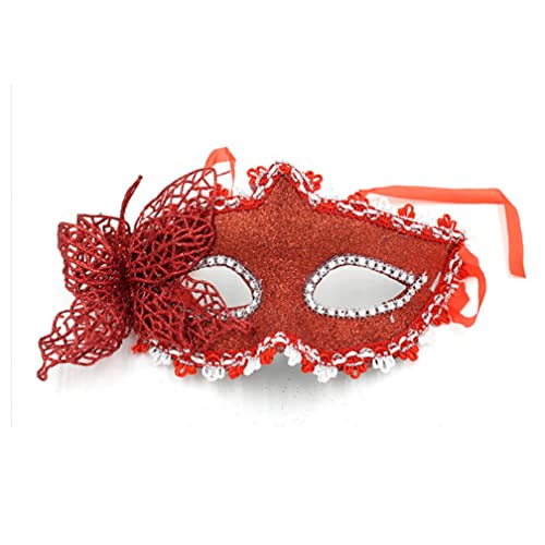 MYDVDHDV-Hworks Red Half Face Mask Venice Masquerade Mask Princess Face Cover for Halloween Party von MYDVDHDV