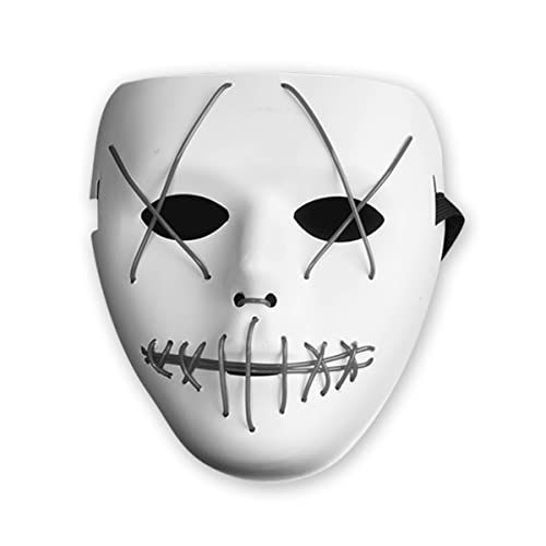 MYDVDHDV Kaltlicht Horror Maske El Glowing Maske Horror Kopfbedeckung für Halloween Karneval Kostüm Party Requisiten von MYDVDHDV