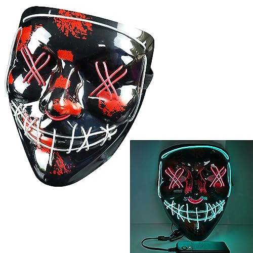 MYDVDHDV Leuchtende Cosplay Maske Innen und Außen Kombination Zweifarbige Halloween Requisiten Karneval Cosplay Maske Horror Kopfbedeckung für Halloween Karneval Kostüm Party Requisiten von MYDVDHDV