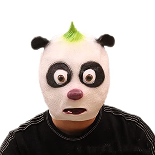 MYDVDHDV Panda Cosplay Mask Green Horned Panda and Headpiece Halloween Cute Animal Performance Props Mask Horror Headwear for Halloween Carnival Costume Party Props von MYDVDHDV