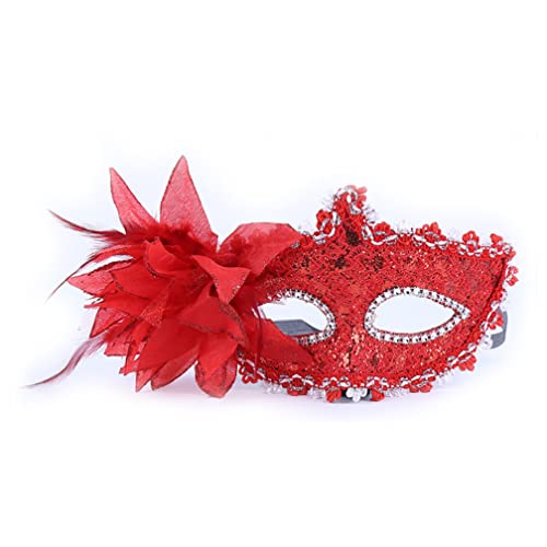 MYDVDHDV-Red Flower Mask PVC Half Face Blind Halloween Costume Play Prop von MYDVDHDV