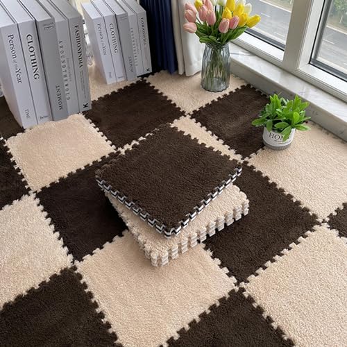 20 Stück Flauschige Plüschschaum-Puzzle-Bodenmatten, 30 x 30 cm, Ineinander Greifende Teppichfliesen, Innendekoration, Weiche Spielmatte 20 Stück Flauschige Plüschschaum-Puzzle-Bodenmatten, 30 x 30 cm, Ineinander Greifende Teppichfliesen, Innendekoration, Weiche Spielmatte von MYIESAXL