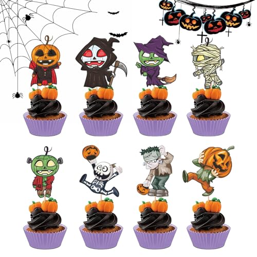 Kürbis-Cupcake-Topper | Cupcake-Toppers Wrappers Set | Herbstthema Cupcake Dekorationen für Halloween Party Dekorationen, Thanksgiving Party von MYJIO