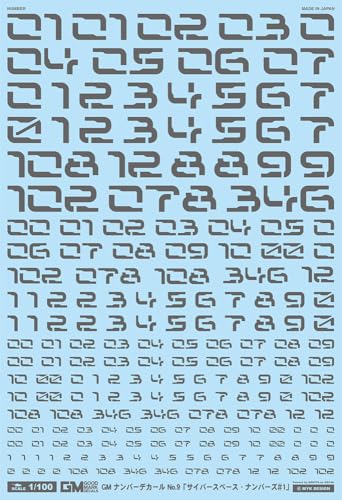 GM-827 1/100 GM-Nummernaufkleber Nr. 9 Cyberspace Zahlen #1 [Dunkelgrau] Allzweck-Wassertransfer-Aufkleber, gute Marke, Aufkleber, MYK DESIGN [Acita-Aufkleber] von MYK DESIGN