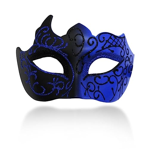 MYMENU Maskerade-Maske für Männer und Frauen, venezianische Halloween-Maske für Kostüm, Party, Abschlussball, Ball (luxuriöses Blau) von MYMENU