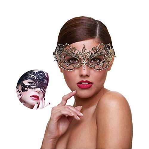 Maskerade Maske für Frauen Glänzend Strass Venezianische Party Abschlussball Ball Metallmaske, Goldfarbener Schmetterling, Medium Maskerade Maske für Frauen Glänzend Strass Venezianische Party Abschlussball Ball Metallmaske, Goldfarbener Schmetterling, Medium von MYMENU