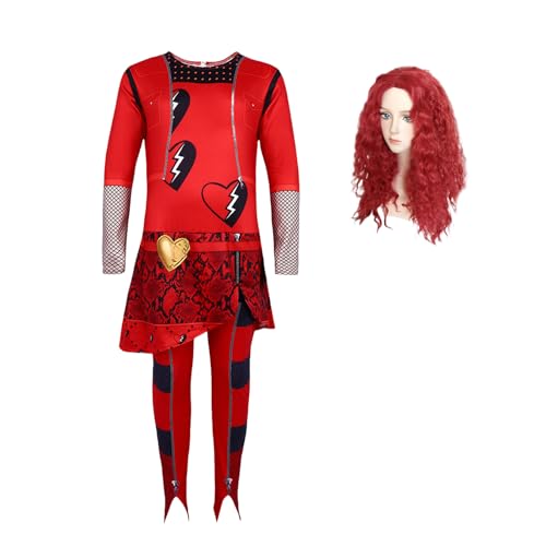 MYQYwin Roter Kostüm-Overall für Mädchen mit Perückenaufstieg, rote Prinzessinnen-Bodys, Party-Verkleidungen MYQYwin Roter Kostüm-Overall für Mädchen mit Perückenaufstieg, rote Prinzessinnen-Bodys, Party-Verkleidungen von MYQYwin