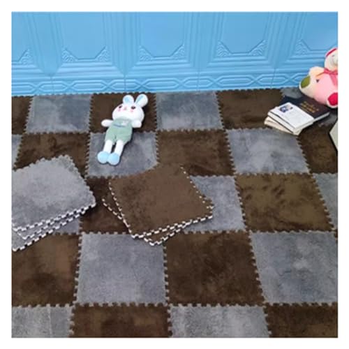 10 Stück 12 x 12 Zoll verdickte quadratische Puzzle-Schaumstoff-Teppichfliesen, ineinandergreifende Bodenteppichmatte aus Plüschschaum, weicher, Flauschiger Teppich, rutschfeste DIY-Spielmatte (Farbe von MYRDBT