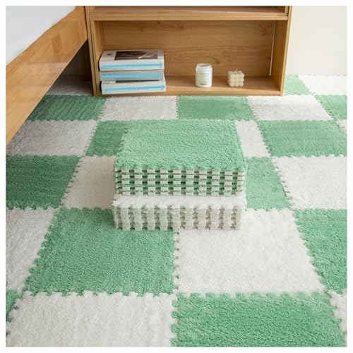 10 Stück ineinander greifende Bodenmatten aus Plüschschaum, DIY-Schneidbare Schaumstoffmattenfliesen, 30 x 30 x 1 cm Flauschige Teppichfliesen, Puzzle-Teppichquadrat, Flauschige Spielmatten für das S von MYRDBT