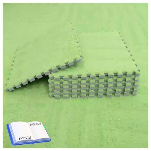 100 Stück ineinander greifende Plüschschaum-Bodenmatten, Flauschige Puzzle-Bodenfliesen, 30 x 30 cm weiche quadratische Schaumstoffmatten, Spielmatte für den Boden mit Kanten, Teppiche für das Zimmer von MYRDBT