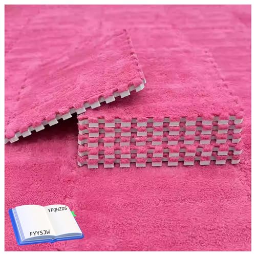 100 Stück ineinander greifende Plüschschaum-Bodenmatten, Flauschige Puzzle-Bodenfliesen, 30 x 30 cm weiche quadratische Schaumstoffmatten, Spielmatte für den Boden mit Kanten, Teppiche für das Zimmer von MYRDBT