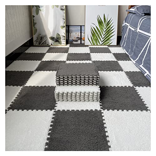 Patchwork-Teppich, 16-teilig, ineinandergreifende Schaumstoffmatten, Flauschige Teppichfliesen, Plüsch-Teppich, quadratische Spleiß-Bodenfliesen, weiche Spielmatte, Puzzle-Bodenmatte für Spielzimmer, von MYRDBT