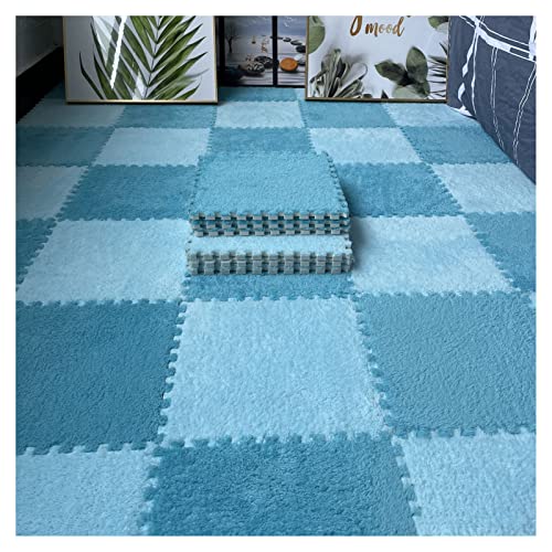 Patchwork-Teppich, 16-teilig, ineinandergreifende Schaumstoffmatten, Flauschige Teppichfliesen, Plüsch-Teppich, quadratische Spleiß-Bodenfliesen, weiche Spielmatte, Puzzle-Bodenmatte für Spielzimmer, von MYRDBT