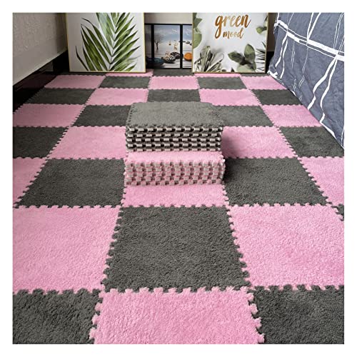 Patchwork-Teppich, 16-teilig, ineinandergreifende Schaumstoffmatten, Flauschige Teppichfliesen, Plüsch-Teppich, quadratische Spleiß-Bodenfliesen, weiche Spielmatte, Puzzle-Bodenmatte für Spielzimmer, von MYRDBT