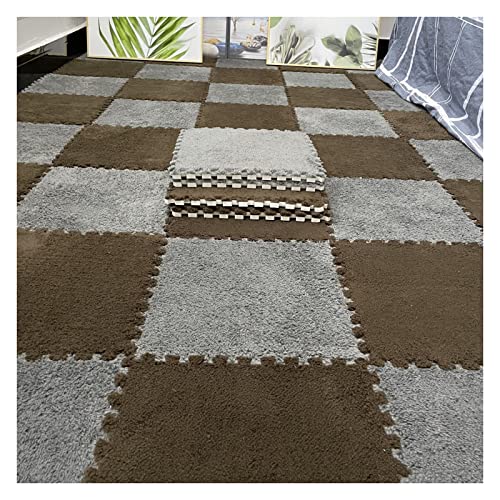 Patchwork-Teppich, 16-teilig, ineinandergreifende Schaumstoffmatten, Flauschige Teppichfliesen, Plüsch-Teppich, quadratische Spleiß-Bodenfliesen, weiche Spielmatte, Puzzle-Bodenmatte für Spielzimmer, von MYRDBT