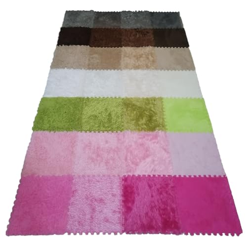 Patchwork-Teppich, 16-teilig, ineinandergreifende Schaumstoffmatten, Flauschige Teppichfliesen, plüschiger Flächenteppich, quadratische Spleißbodenfliesen, weiche Spielmatte, Puzzle-Bodenmatte für Sp Patchwork-Teppich, 16-teilig, ineinandergreifende Schaumstoffmatten, Flauschige Teppichfliesen, plüschiger Flächenteppich, quadratische Spleißbodenfliesen, weiche Spielmatte, Puzzle-Bodenmatte für Sp von MYRDBT
